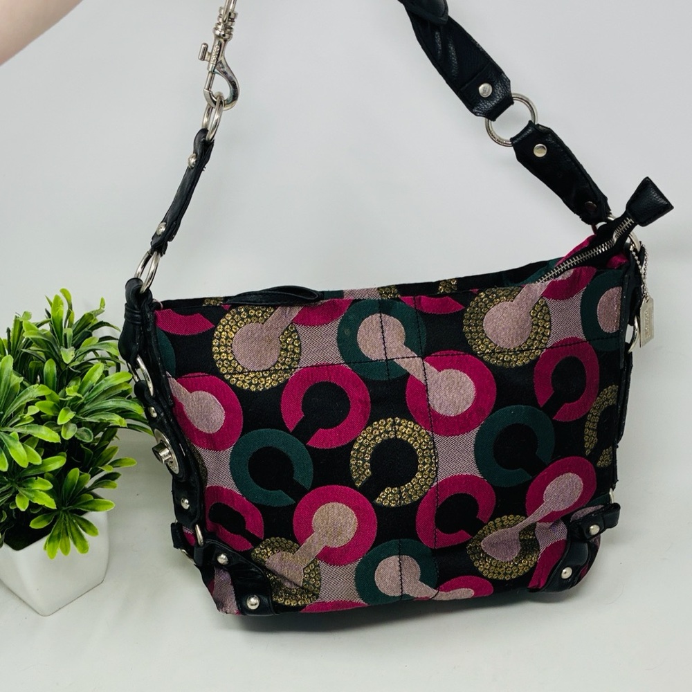 Vintage Rare Y2K Coach Multi-Color Signature C boho Handbag